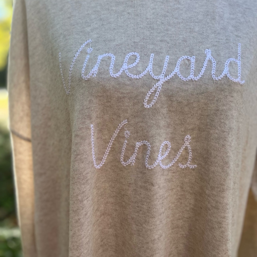 Vineyard Vines 🐳 Logo Hooded SweaterTop, Oatmeal, XL, EUC